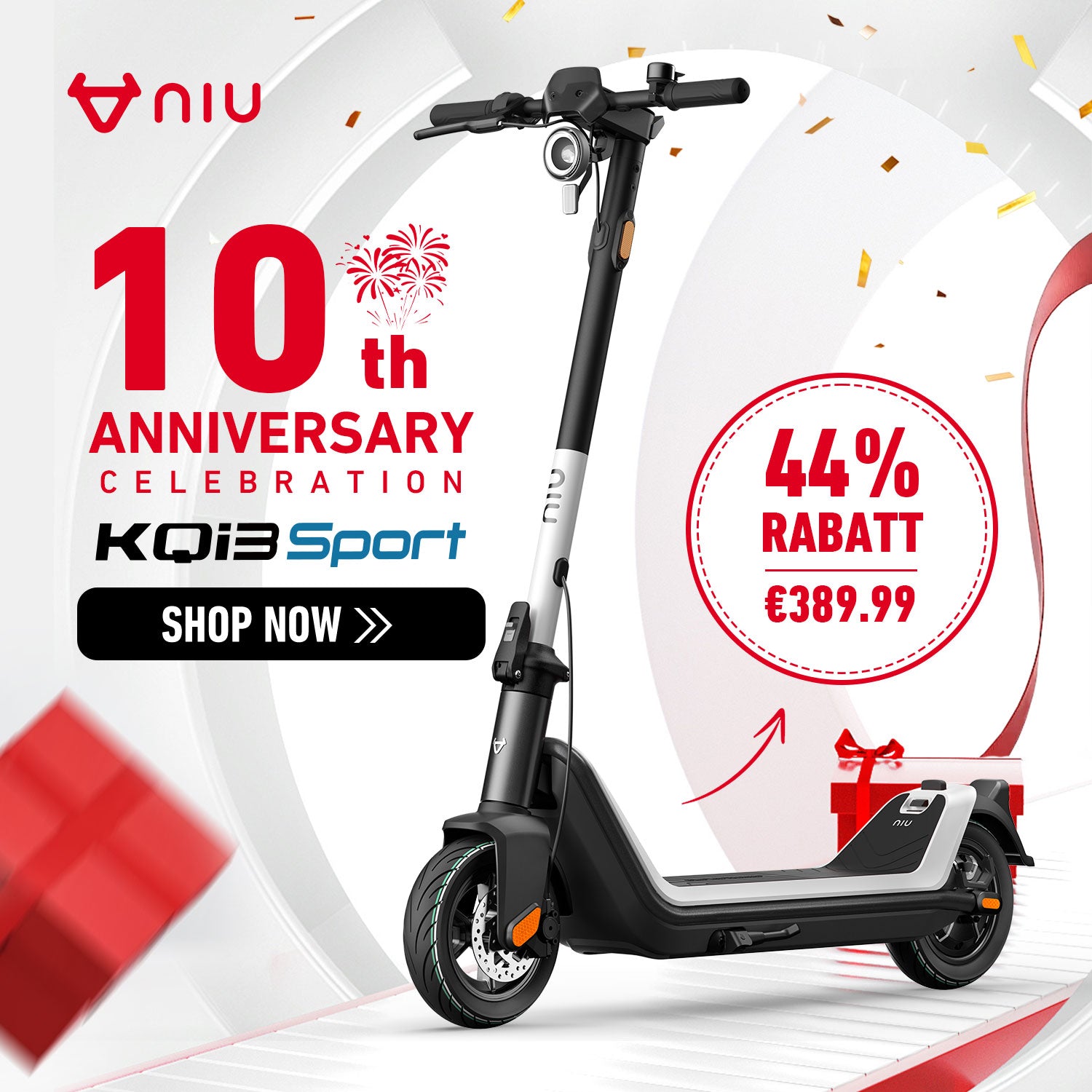 NIU KQi3 Sport Elektrotretroller mit Straßenzulassung | Reichweite 40km