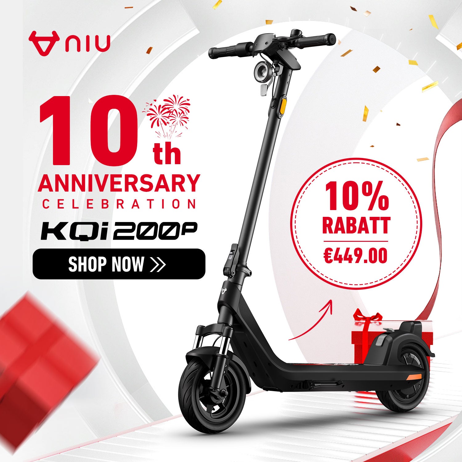 NIU KQi 200P Elektrotretroller mit Federung  | Reichweite 54km