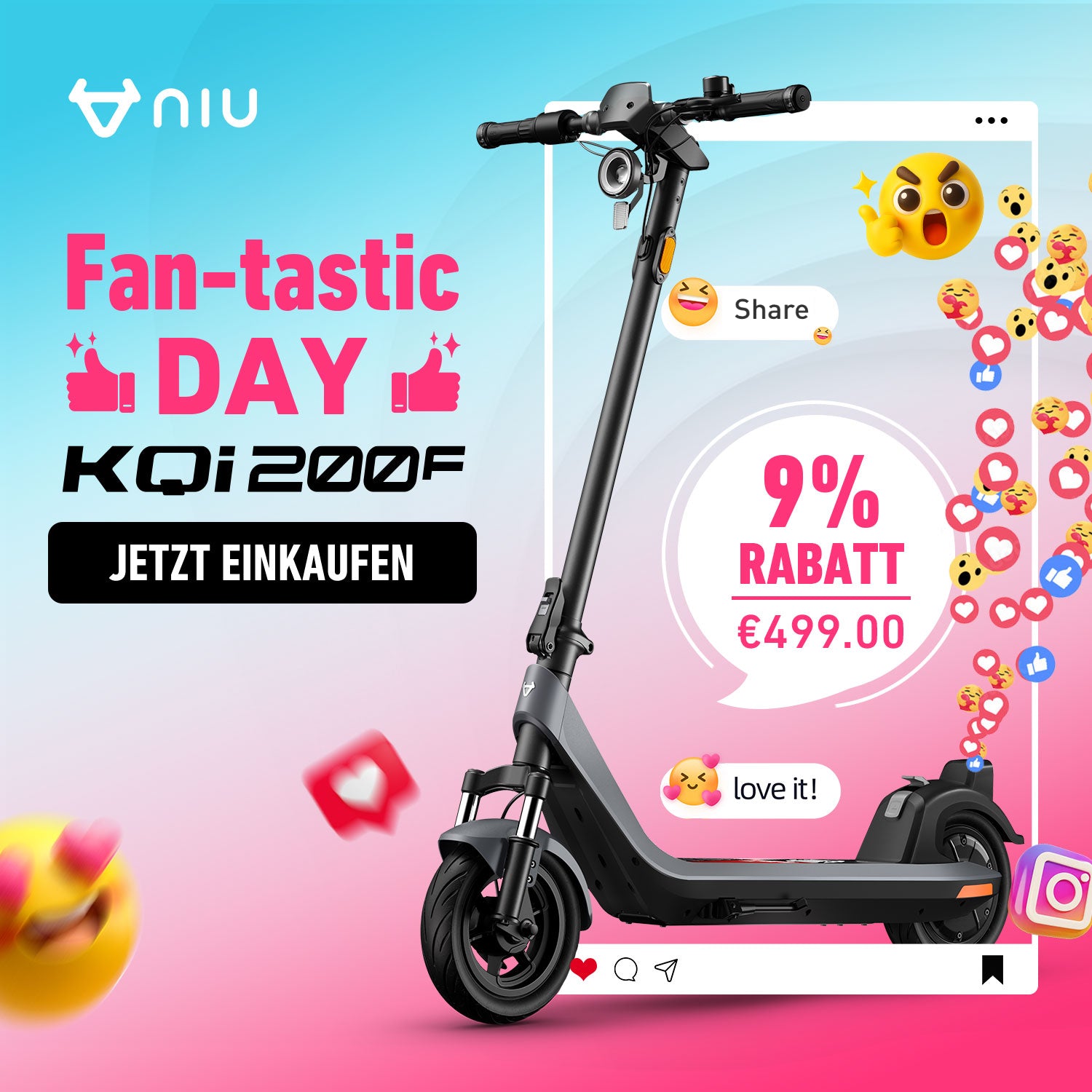 NIU KQi 200F Elektrotretroller mit klappbarem Lenker  | Reichweite 54km