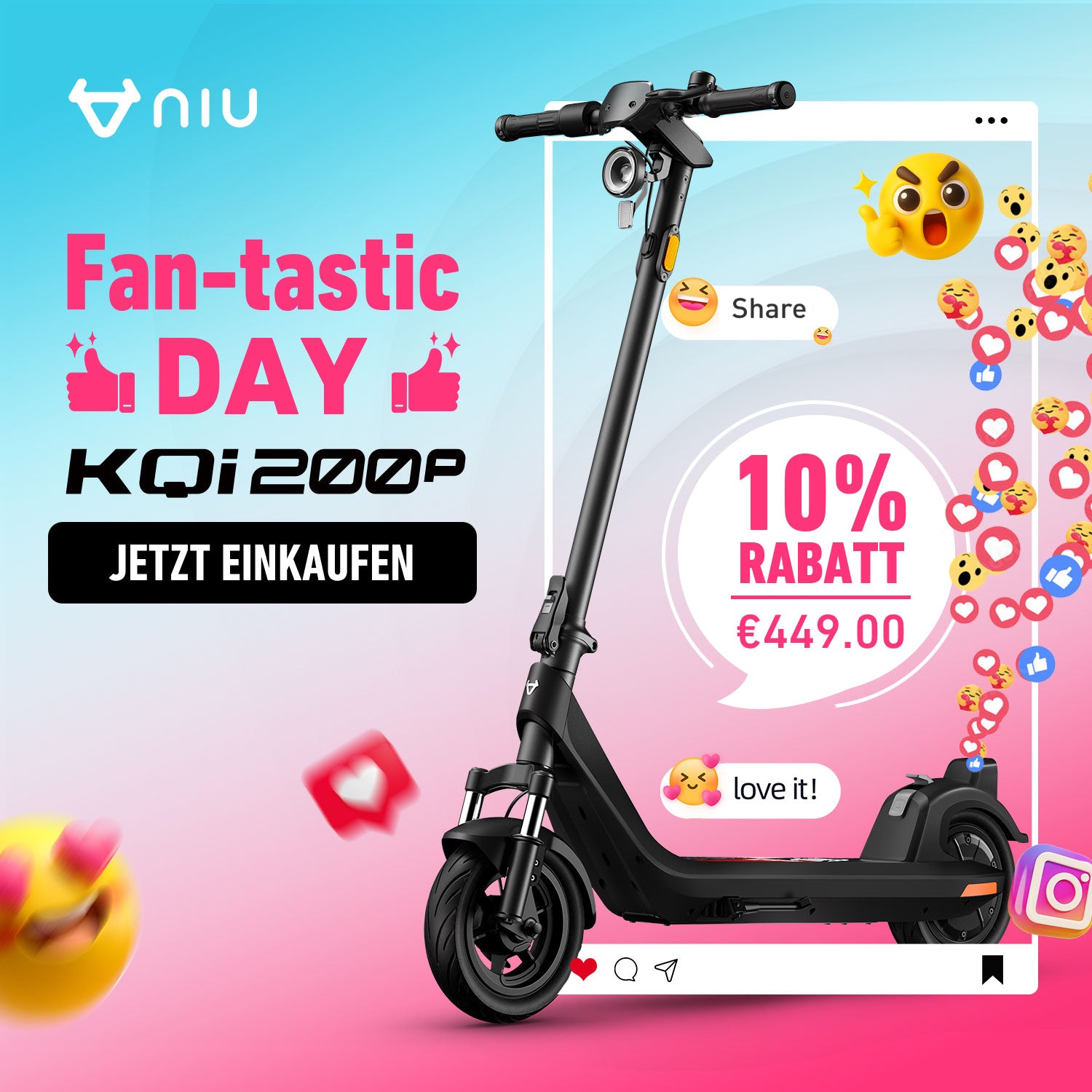 NIU KQi 200P Elektrotretroller mit Federung  | Reichweite 54km