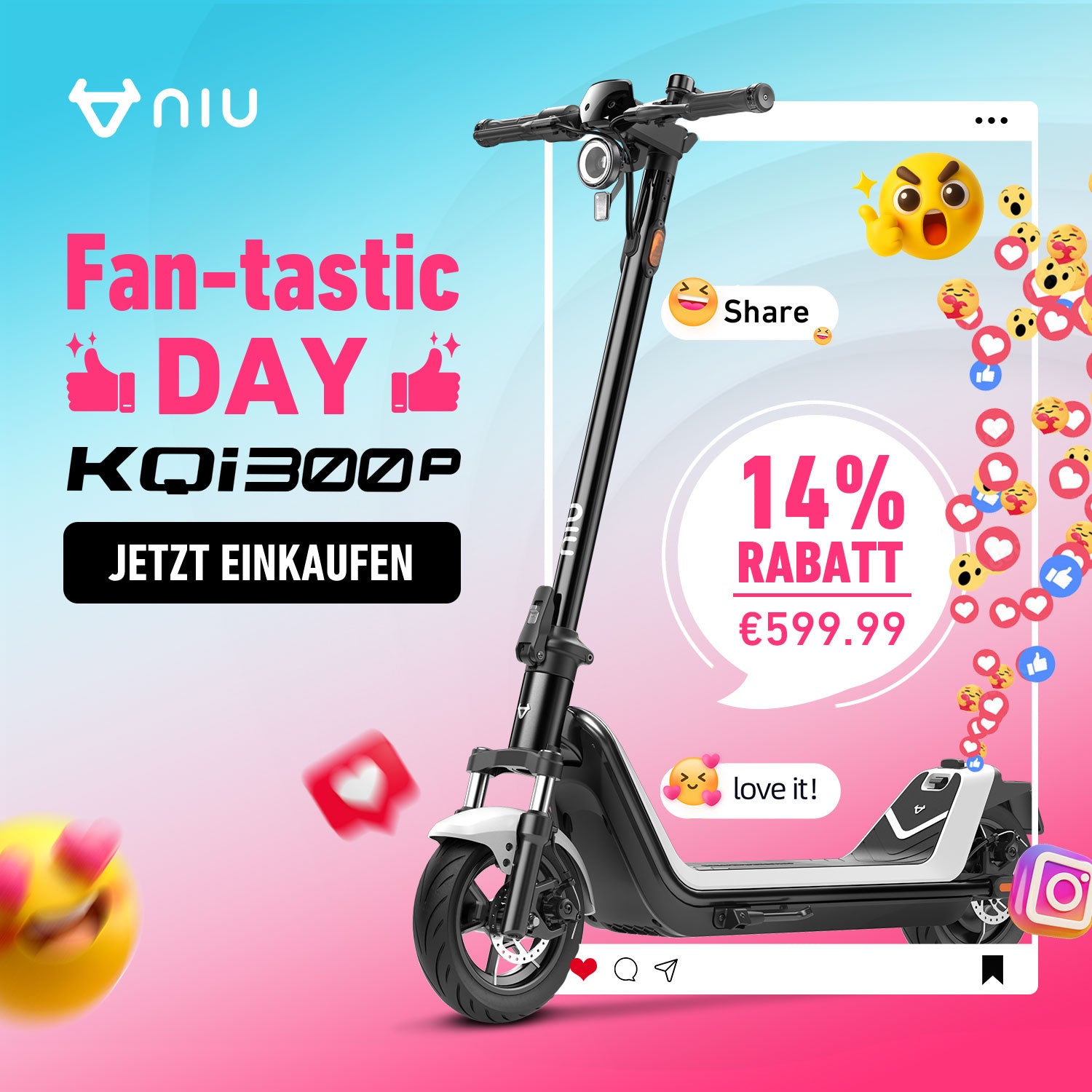 NIU KQi 300P  Elektrotretroller mit All-Terrain-Federung und Straßenzulassung | Reichweite 48km
